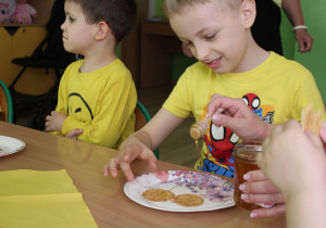 Na tropie zapylaczy - na zdjęciu degustacja miodu przez Kacpra