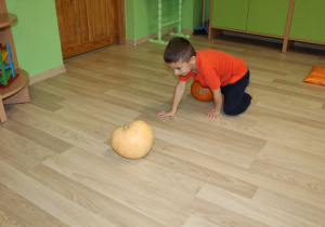 Dzień pomarańczowy - na zdjęciu Wiktor podczas slalomu między dyniami