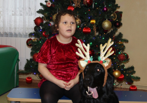 Świąteczne zajęcia z dogoterapii - na zdjęciu Julia